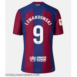 Barcelona Robert Lewandowski #9 Primera Equipación 2023-24 Manga Corta